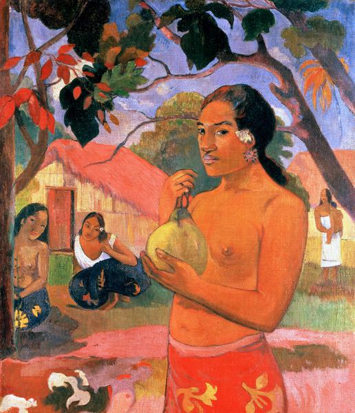 Woman with a Fruit. The painting by Paul Gauguin