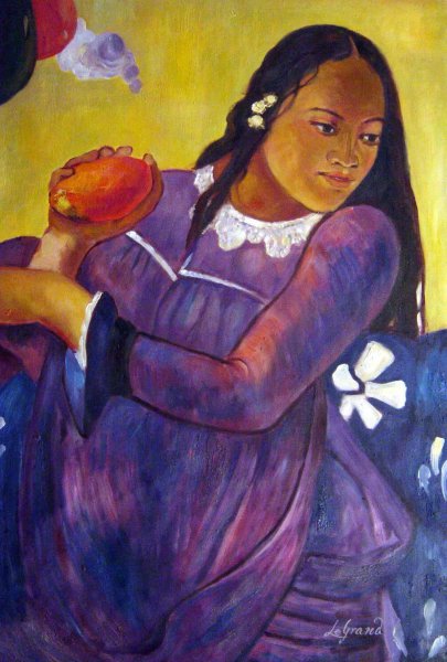 Woman With A Mango. The painting by Paul Gauguin