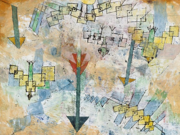 Birds Swooping Down and Arrows, 1919. The painting by Paul Klee