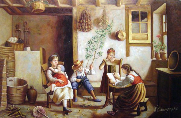 The Reading Lesson. The painting by Paul Seignac