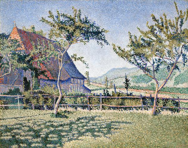 At Comblat le Chateau - Le Pre, 1886. The painting by Paul Signac