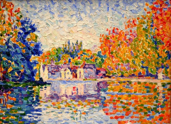 At the Samois on the Seine, 1899. The painting by Paul Signac