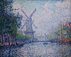 Paul Signac, Mill on a Canal in Rotterdam, 1906, Painting on canvas