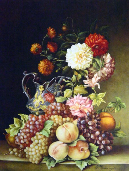 Still Life With Fruit And Flowers. The painting by Pauline Koudelka-Schmerling