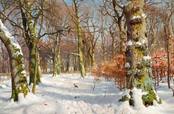In Charlottenlund Forest, 1906. The painting by Peder Mork Monsted