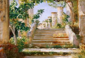Famous paintings of Landscapes: A Loggia in Ravello
