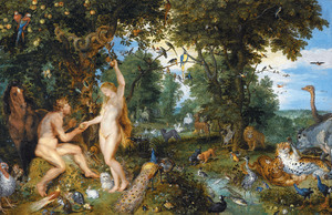 Famous paintings of Religious: Adam and Eve in Worthy Paradise