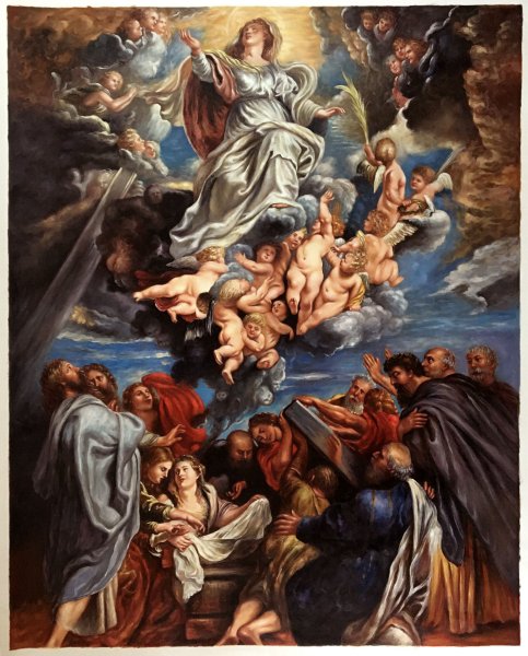 Assumption of the Devine and Holy Virgin Mary. The painting by Peter Paul Rubens