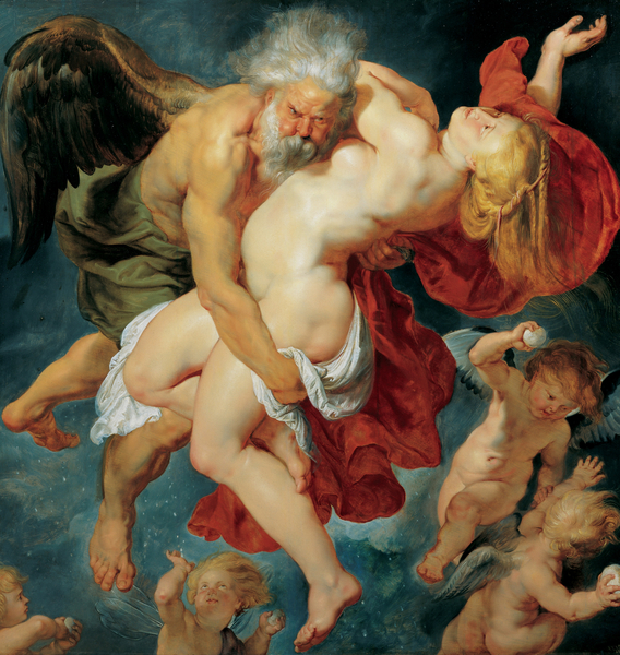 Boreas Abducting Oreithyia. The painting by Peter Paul Rubens