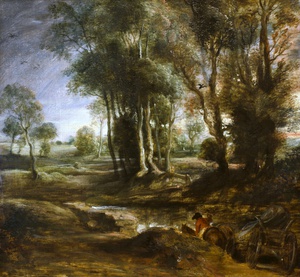 Peter Paul Rubens, Evening Landscape with Timber Wagon, Painting on canvas