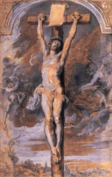 Jesus Christ on the Cross . The painting by Peter Paul Rubens