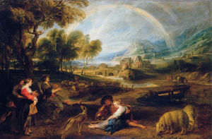 Peter Paul Rubens, Landscape with a Rainbow, Painting on canvas