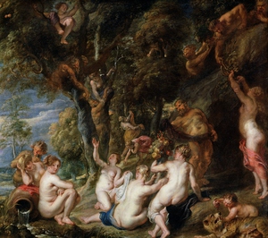 Peter Paul Rubens, Nymphs and Satyrs, Painting on canvas