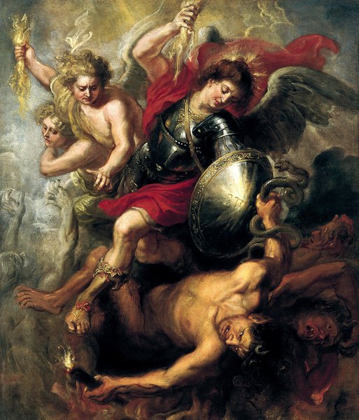 Saint Michael Expelling Lucifer and the Rebellious Angels. The painting by Peter Paul Rubens