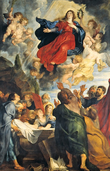 The Assumption of the Virgin Mary. The painting by Peter Paul Rubens