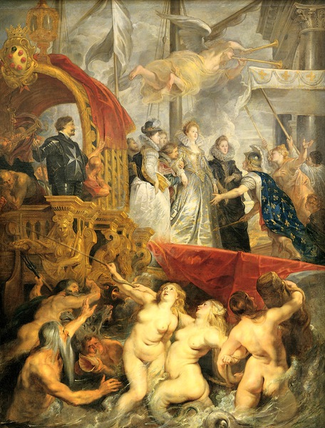 The Disembarkation of Marie de Medici at Marseille. The painting by Peter Paul Rubens
