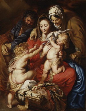 Peter Paul Rubens, The Holy Family with Saint Elizabeth, Saint John, and a Dove, Painting on canvas
