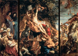 Peter Paul Rubens, The Raising of the Cross - Tryptich, Painting on canvas