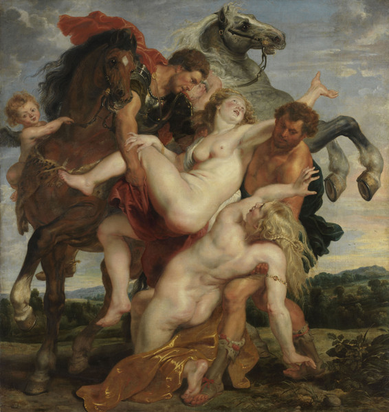 The Rape of the Daughters of Leucippus. The painting by Peter Paul Rubens
