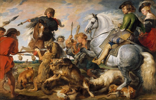 The Wolf and Fox Hunt. The painting by Peter Paul Rubens