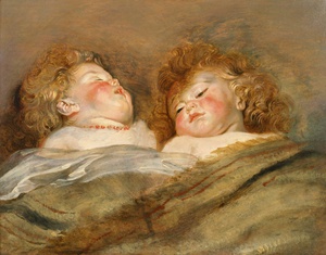 Peter Paul Rubens, Two Sleeping Children, Painting on canvas