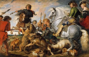 Peter Paul Rubens, Wolf and Fox Hunt, Painting on canvas