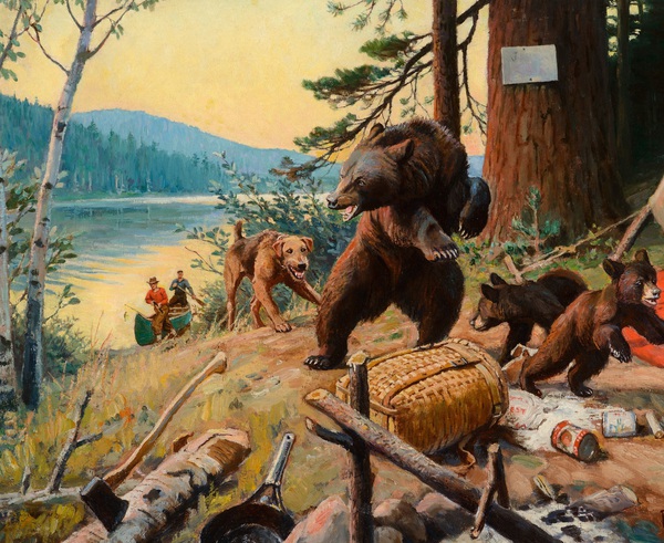 Camp Robbers. The painting by Philip R. Goodwin