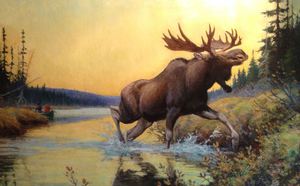 Philip R. Goodwin, Moose Hunting, Painting on canvas