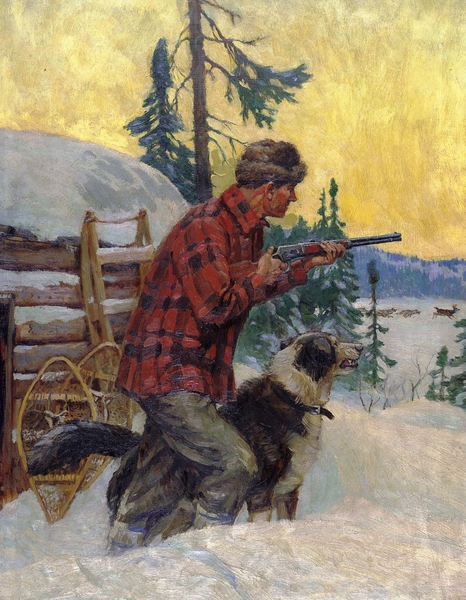 The Winter Hunt. The painting by Philip R. Goodwin