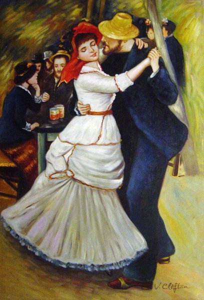 A Dance At Bougival. The painting by Pierre-Auguste Renoir