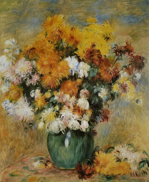 Bouquet of Chrysanthemums. The painting by Pierre-Auguste Renoir