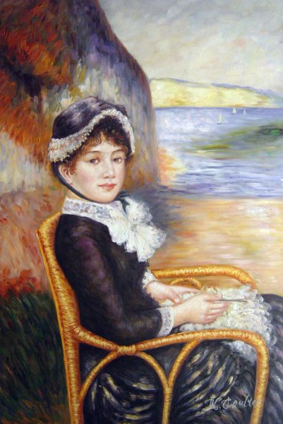 By The Seashore. The painting by Pierre-Auguste Renoir