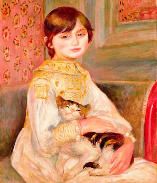 Child with a Cat (Julie Manet). The painting by Pierre-Auguste Renoir