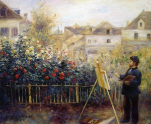 Reproduction oil paintings - Pierre-Auguste Renoir - Claude Monet Painting In His Garden At Argenteuil