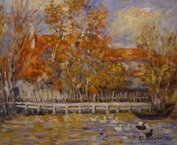 Duck Pond. The painting by Pierre-Auguste Renoir