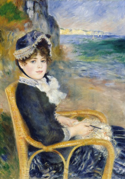 Girl by the Seashore. The painting by Pierre-Auguste Renoir