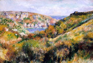 Pierre-Auguste Renoir, Hills Around the Bay of Moulin Huet, Guernsey, Painting on canvas