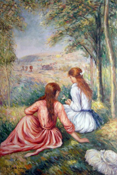 In The Meadow. The painting by Pierre-Auguste Renoir