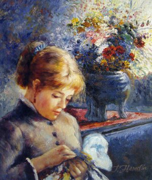 Pierre-Auguste Renoir, Lady Sewing, Painting on canvas