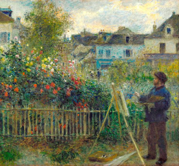 Monet Painting in His Garden at Argenteuil. The painting by Pierre-Auguste Renoir