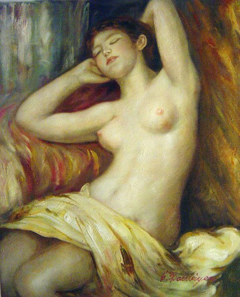 Sleeping Bather. The painting by Pierre-Auguste Renoir