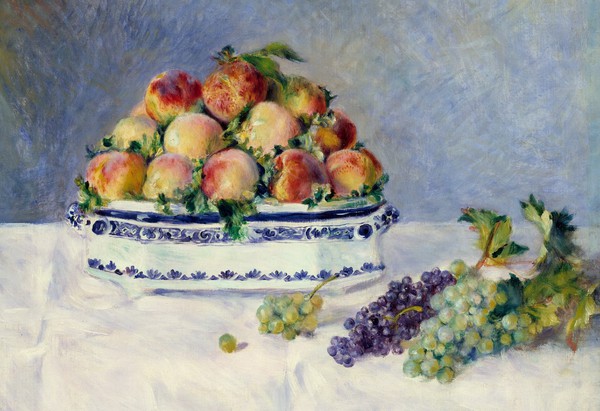 Still Life with Peaches and Grapes. The painting by Pierre-Auguste Renoir