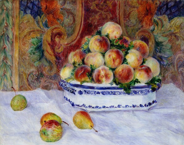 Still Life with Peaches. The painting by Pierre-Auguste Renoir