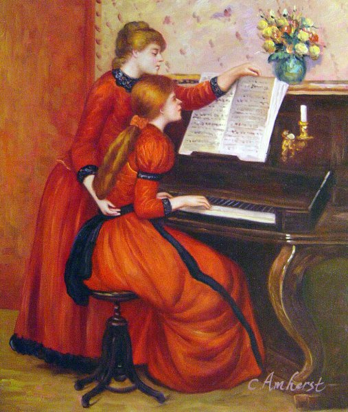 The Piano Lesson. The painting by Pierre-Auguste Renoir