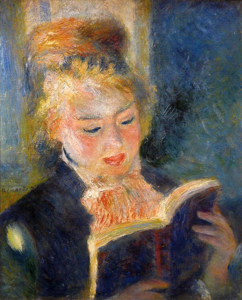 The Reader (also known as Young Woman Reading a Book). The painting by Pierre-Auguste Renoir