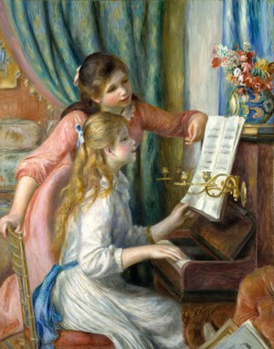 The Two Young Girls at the Piano Oil Painting by Pierre-Auguste Renoir - Best Seller