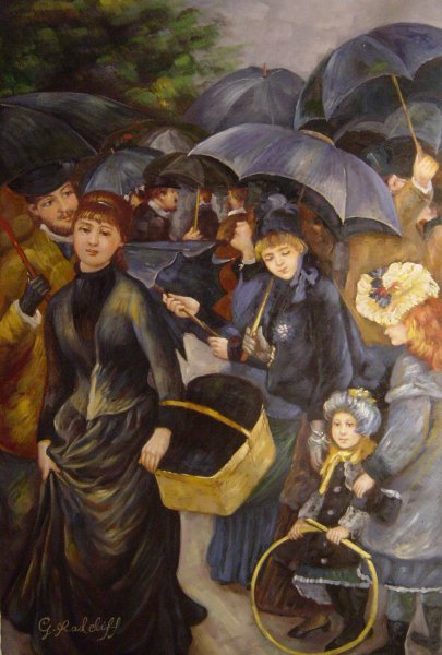 Umbrellas. The painting by Pierre-Auguste Renoir