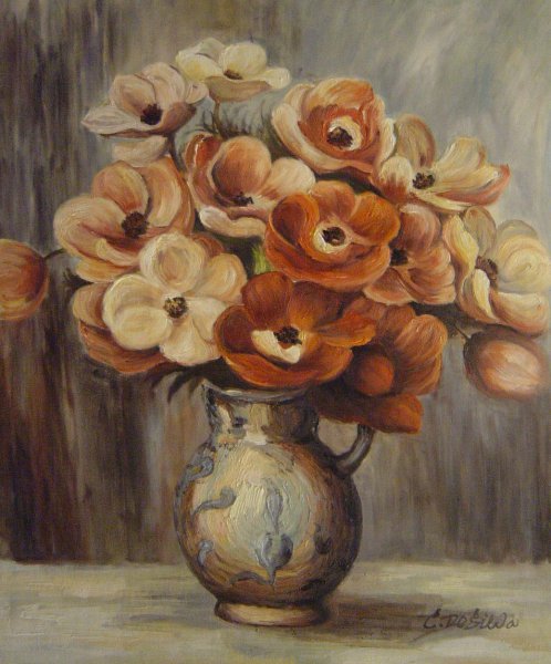 Vase d&#39 Anemones. The painting by Pierre-Auguste Renoir