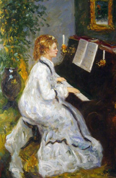 Woman At The Piano. The painting by Pierre-Auguste Renoir