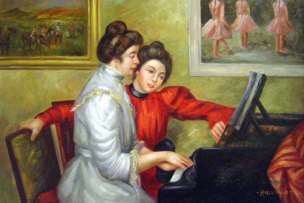 Yvonne And Christine Lerolle At The Piano. The painting by Pierre-Auguste Renoir